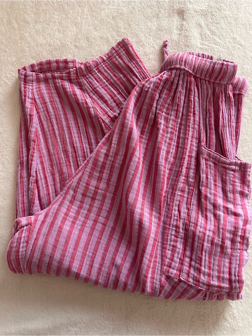 Free People striped Quinn Pants strawberry combo